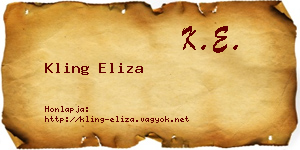 Kling Eliza névjegykártya